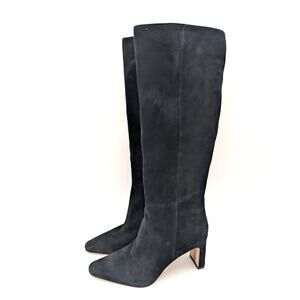 Sam Edelman Sylvia Knee High Boot Women's Side Zip Suede Black Size US8.5 EU39